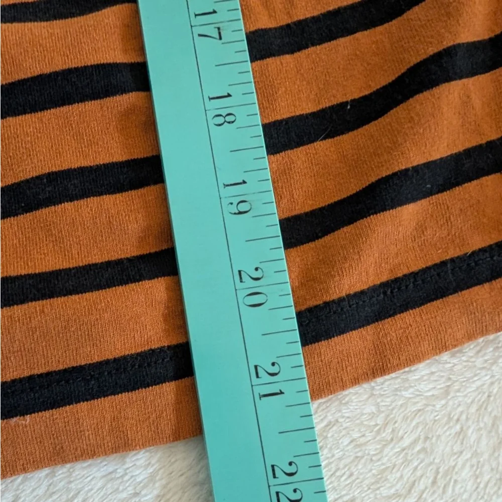 Everlane Long Sleeve Orange Black Striped Tee - XS - Picture 6 of 8